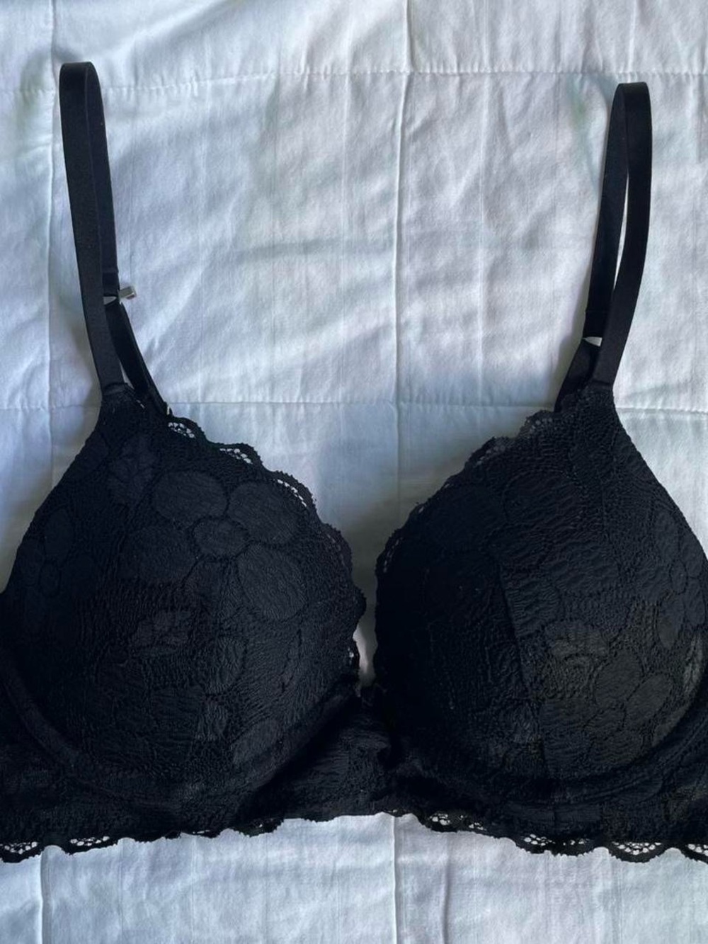 Aerie Floral Lace Black Push-Up Bra - 36B